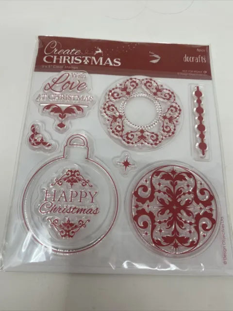 Docrafts Create Christmas 8-teiliges klares Briefmarken-Set Gummi Stanzen Kunst & Handwerk