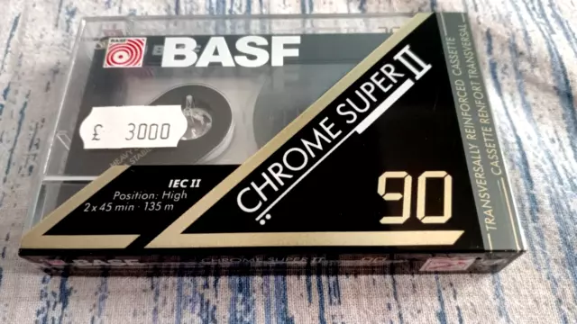 1x BASF CHROME SUPER II 90 (1991) CASSETTE TAPE BLANK new SEALED made in Germany