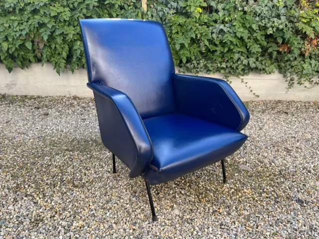 Fauteuil Ans 70 Vintage Moderne Paire Armchairs Paar Guinness Blu