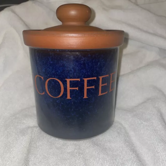 Henry Watson Pottery England SUFFOLK TABLEWARE BLUE Terracotta Coffee Canister