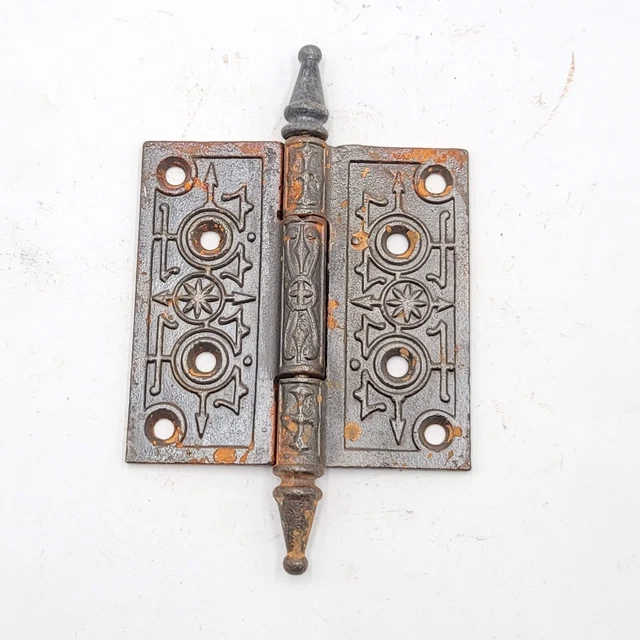 Antique Cast Iron Door Hinge Steeple Top SINGLE ONLY Eastlake Ornate 4x4 Rusty