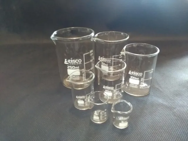 Eisco branded Glass Beaker Set 5 10 25 50 100 150 250 400 ml New Beakers