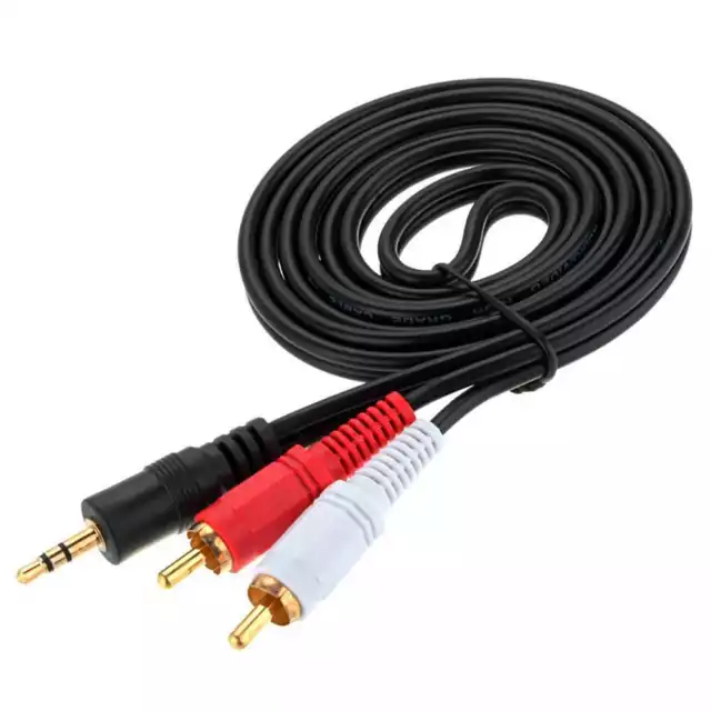 Cable Conversor de Audio de Mini Jack 3,5 mm a 2 Macho RCA de 1,5 Metros #1