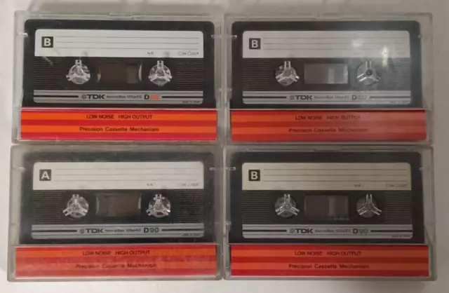 Lotto 4x TDK D 60 90 1982 SENZA SCRITTE musicassette vergini cassette tape