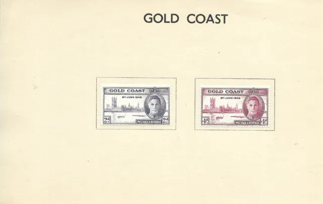 8/6/46 King George V1 Victory & Peace Mint Hinged Gold Coast Stamps