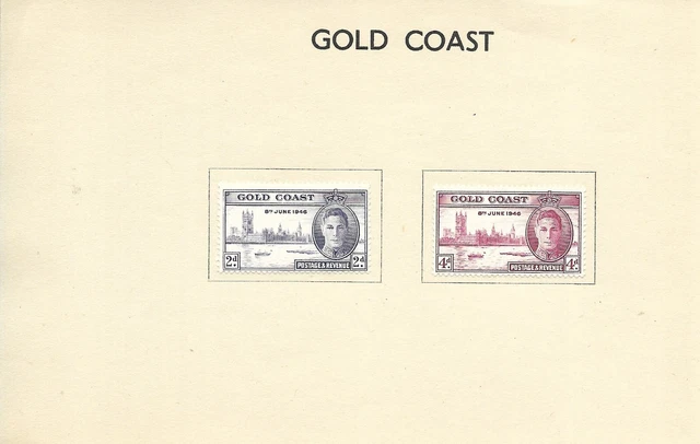 8/6/46 King George V1 Victory & Peace Mint Hinged Gold Coast Stamps