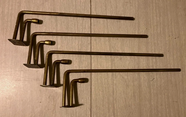 Vintage Brass Curtain Rod Holders 2 Pair Double Gooseneck