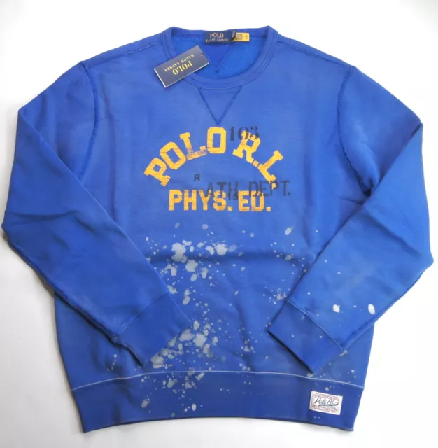POLO RALPH LAUREN Men's Cruise Royal Blue Graphic Fleece Pullover Sweatshirt NWT