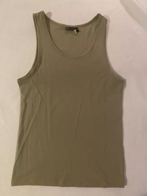 ASOS Design Mens Sage Green Tank Top Medium NWOT Scoop neck Cotton Stretch