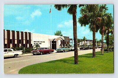 Postcard Florida Fort Myers FL Post Office Auto Car 1960s Unposted Chrome