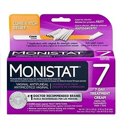 Tratamiento antifúngico femenino Monistat 7 Simple Cure con crema de fuerza RX 7 quilates