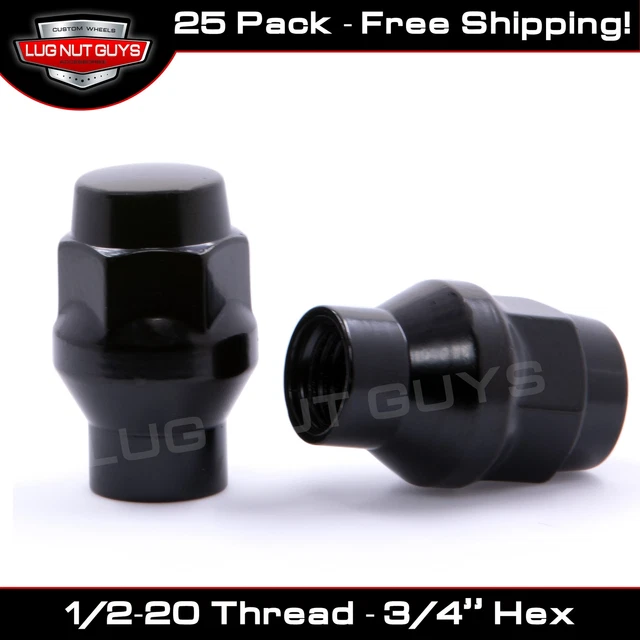 thumbnail image 2 of CWA 20-Pack Black Bulge Acorn Lug Nuts - 7/16-20 Thread, 3/4" Hex, Conical Seat 2 of 3
