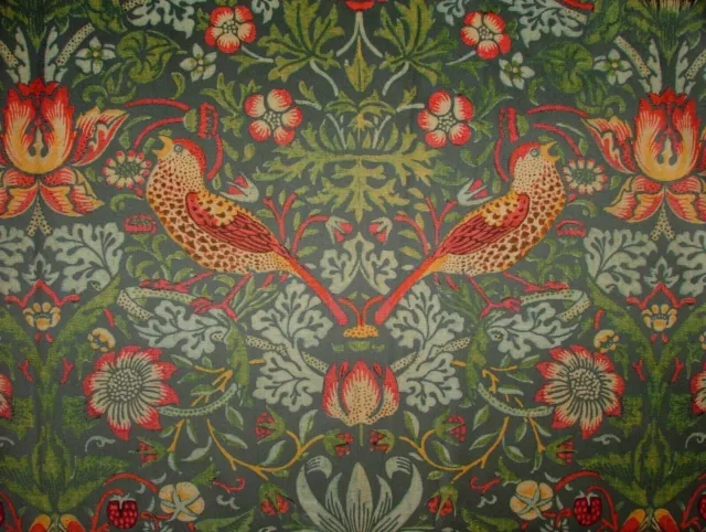 William Morris Strawberry Thief Gris Terciopelo Tela Tapicería de Cortina Cojín