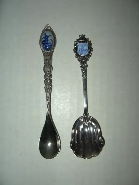 2 Vintage DELFT St Maarten Versilbert & Holland Silverplate Souvenir Spoons