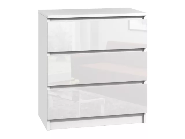 Kommode mit 3 Schubladen Sideboard weiß hochglanz modern anrichte