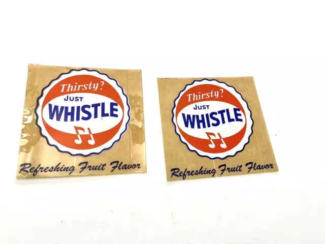 Thirsty Just Whistle Vintage Decal Sticker LOT of 2 Soda Pop Advertising