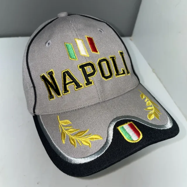 Napoli Italy Italia Hat Cap Gray Black Souvenir Embroidered Adjustable Vintage