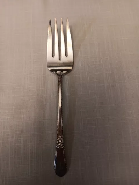 Vtg Rogers Bros IS Adoration Silverplate Medium Solod Cold Meat Fork 8 7/8"