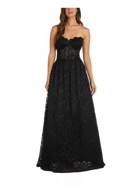 MORGAN & CO Womens Black Sleeveless Full-Length Prom Gown Dress Juniors 1