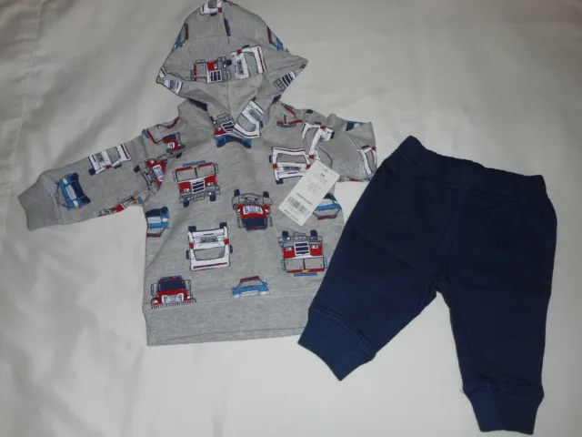 Carters 2-Piece Firetruck Hoodie And Jogger Set - Infant Baby Size 3 Months