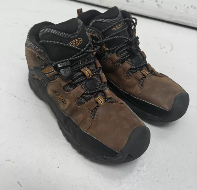 Kids Boys Girls KEEN Brown Leather Waterproof Hiking Boots Shoes Size 4 Youth