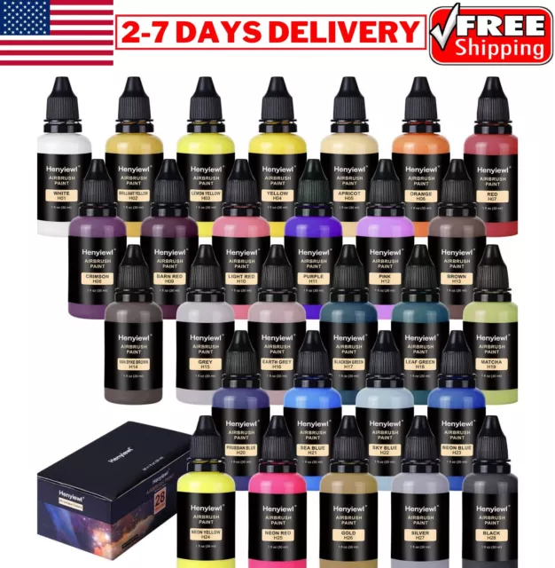  24 Colors Airbrush Paint Set,Opaque & Water-based