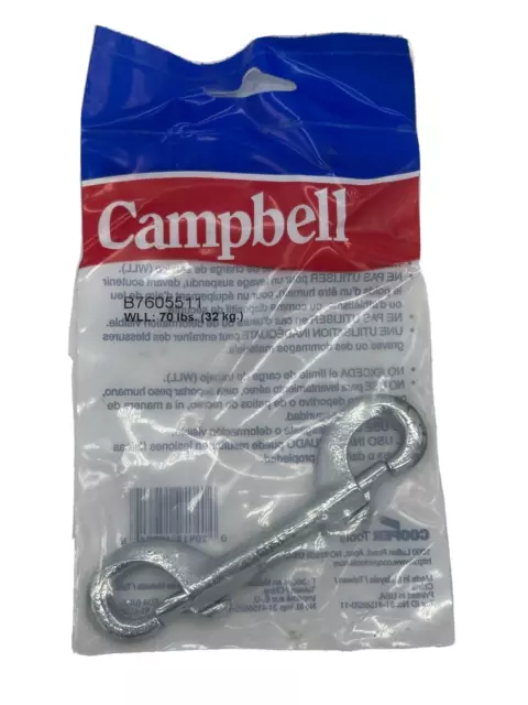 B7605511 Campbell 4-1/8'' Bolt Snap Double End 162 ZINC Pltd Malleable WLL70LB