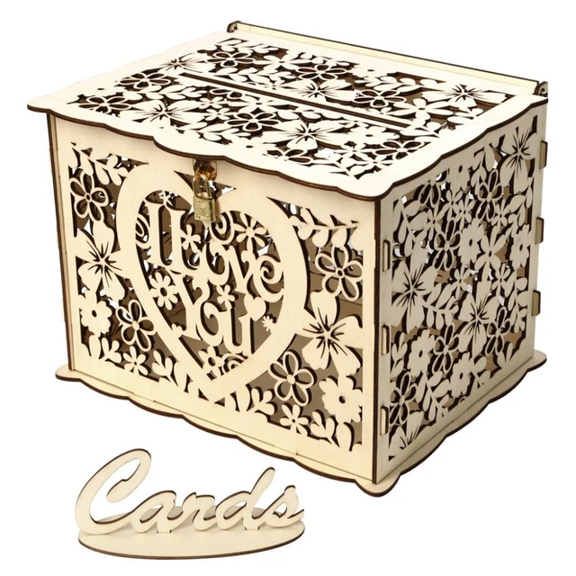 Colore Naturale Cavo Registrazioni Box Legno Matrimonio Carte Box Party