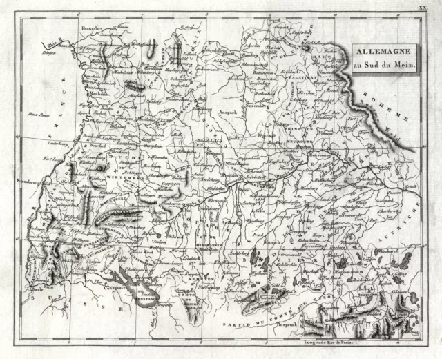 Sur de Alemania Original Grabado Mapa de País Arrowsmith 1804