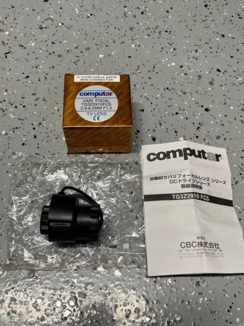 Computar Vari Focal TG3Z2910FCS 2.9-8.2mm F1.0 TV Lens w/ Cable & Connector -NEW