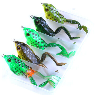 5PCS/Box Large Frog Topwater Soft Fishing Lures Bait Bass Crankbaits 5.5cm/15.5g