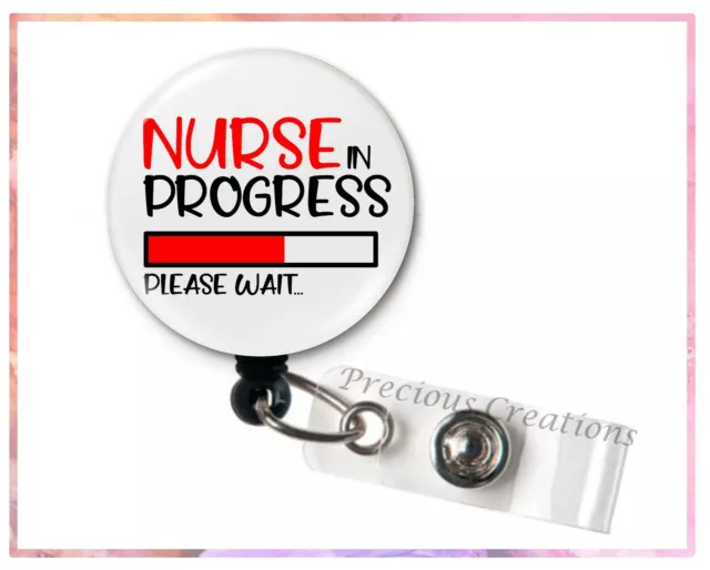 NURSE IN PROGRESS ID Badge Reel  Registered Nurse, Student Nurse, Badge  Clip $12.99 - PicClick