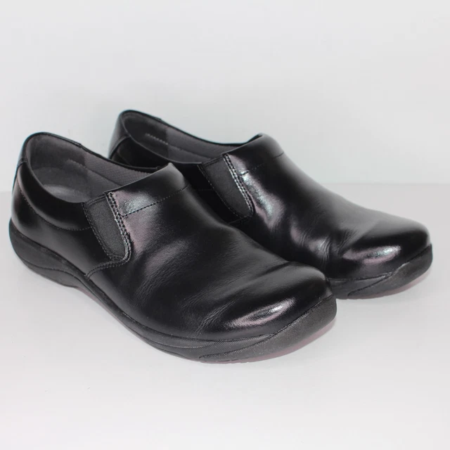 Dansko Womens Ellie Clog Shoes Black Leather Comfort Slip Resistant Sz 40/US 10