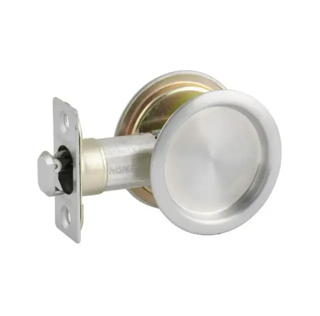 Lane Round Cavity Sliding Door Lock - Passage, LSD1003, Satin Stainless Steel