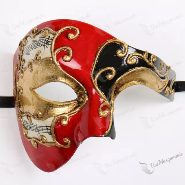 Red Diamond Pattern Phantom of the Opera Venetian Musical Masquerade Ball Mask