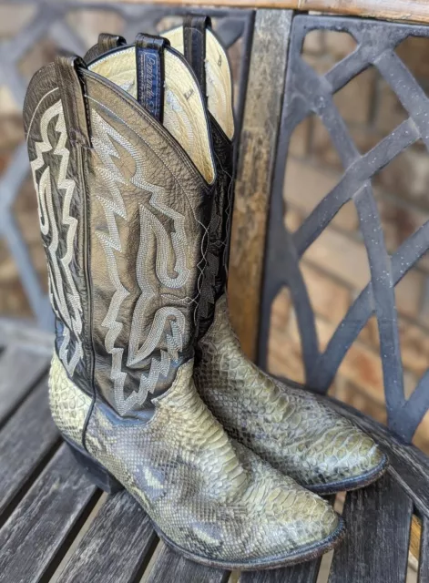 VINTAGE PANHANDLE SLIM Snake Skin Men's Cowboy Boots 7.5 $99.00 - PicClick