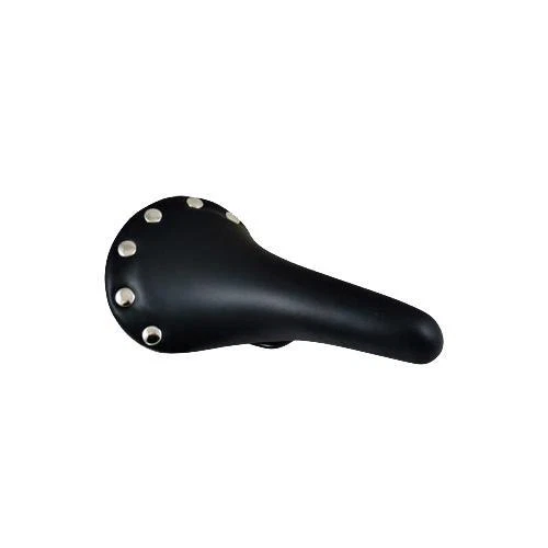 Selle route/fixie imitation cuir noir rivet inox - Accessoire Vélo