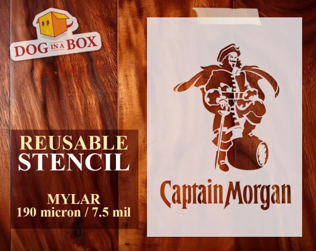 Stencil logo Captain Morgan rum. Stencil per bar, pub, taverne