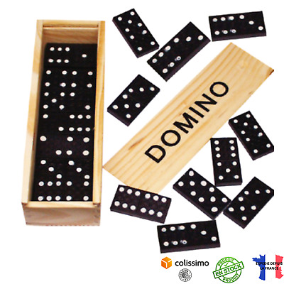 Jouets éducatifs pour enfants Jeu de table de voyage portable Lot de 28 blocs de domino en bois 