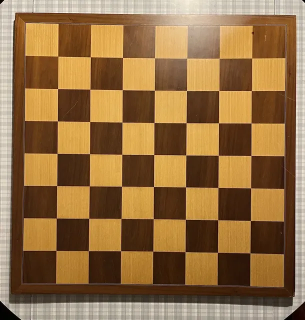 V Large Vintage Wooden Veneer Inlay Chess Board 65.5cm x 65.5cm, 7.5cm Squares