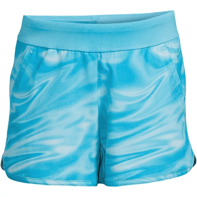 Lands End Girls' Size 14+-16+ Turquoise tie dye Woven Comfort Swim Shorts NWOT