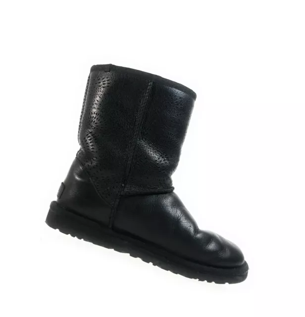 UGG Australia 1006497 Triana Seaweed Perf Women Black Leather Winter Boots Sz 6 3