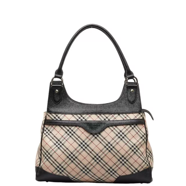 Burberry Nova Check Handbag One Shoulder Bag Black Canvas Leather