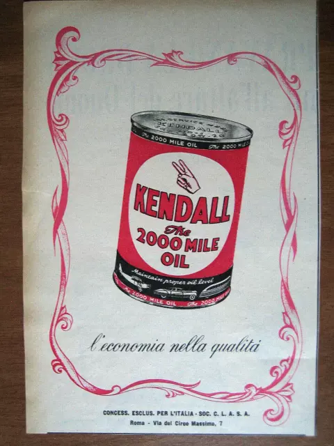 PUBBLICITA Kendall Olio Motore ANNI 50 Vintage advertising werbung