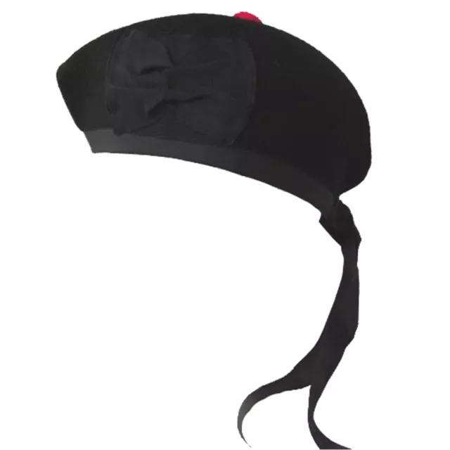 Cappello Kilt Nero Scozzese Glengarry Plain Highland Cardo Abbigliamento Scozzese 57 cm