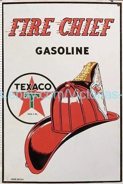 metal kitchen plaques Fire Chief Gasoline Texaco metal tin sign