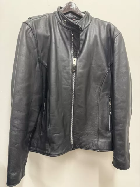 VTG FIRST GENUINE Black Leather Biker Motorcycle Jacket Men’s Size size ...