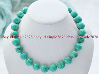 AAA 10mm Natural Old Rock Blue Turquoise Round Gemstone Beads Necklace 20''