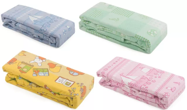 Pack of 2 Printed Baby Cot Flannelette Sheets