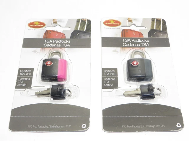 AUSTIN HOUSE TRAVEL Essentials Travel Sentry Approved TSA Padlocks Pink and Gray 10.99 PicClick